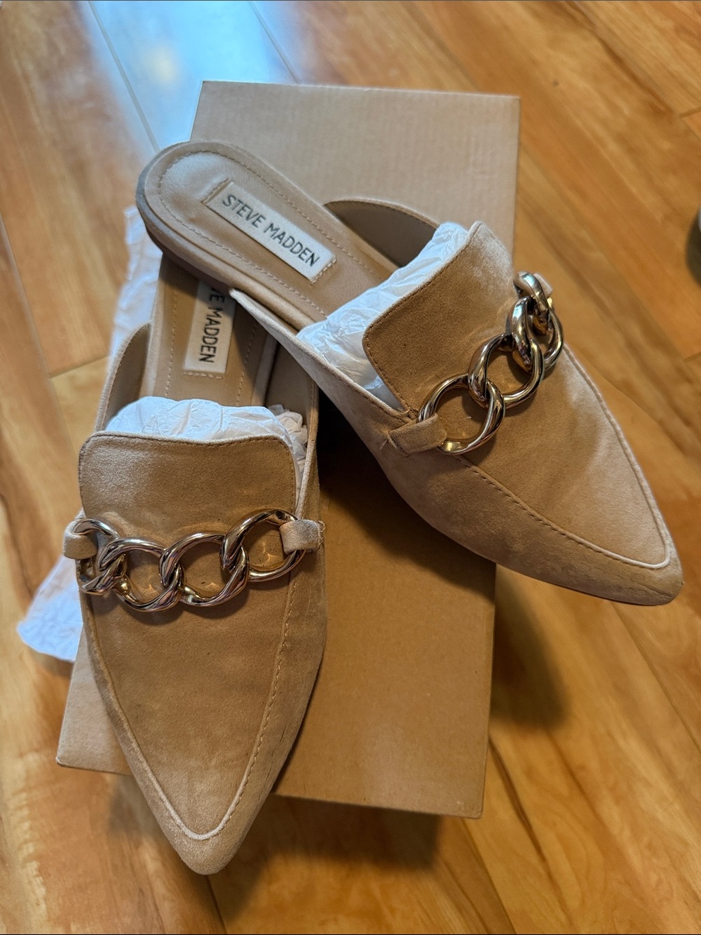 Steve Madden leather suede Forte flat mules